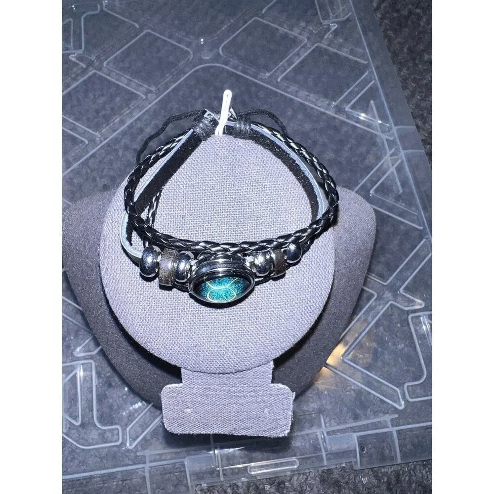 TAURUS Constellation Braided Rope Bracelet Punk Alloy Leather Bracelet